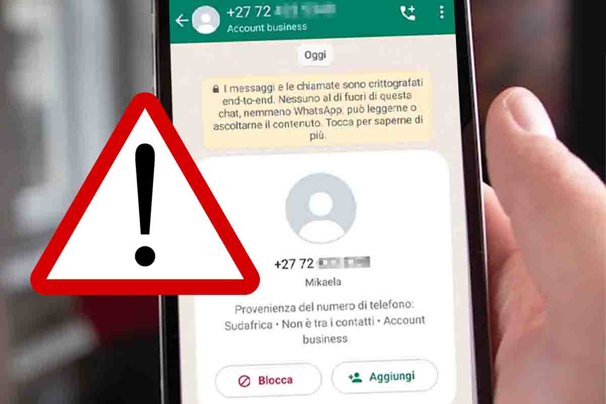 Truffa messaggi WhatsApp prefisso +27