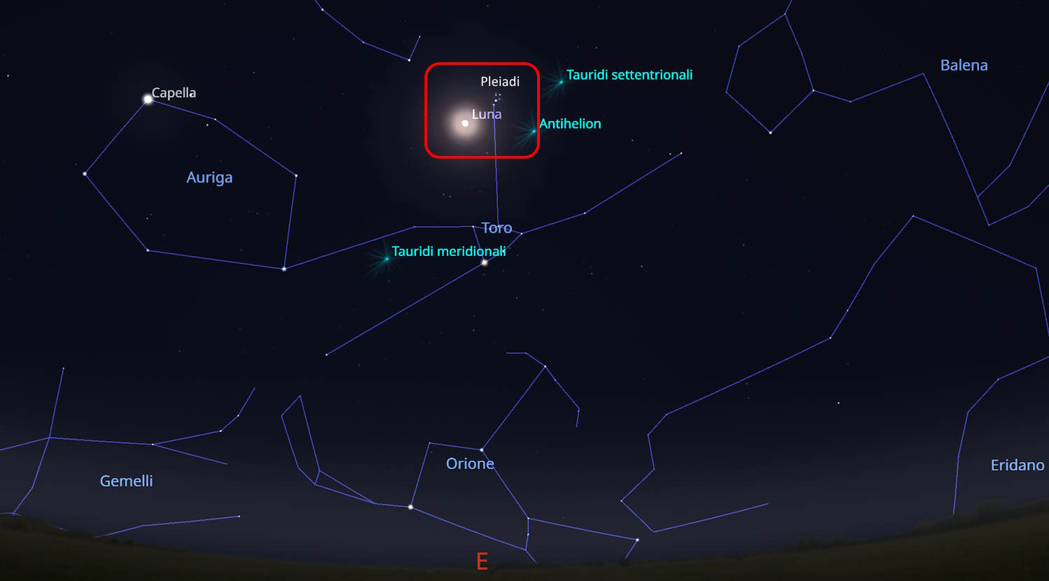 lune immergée dans les pléiades