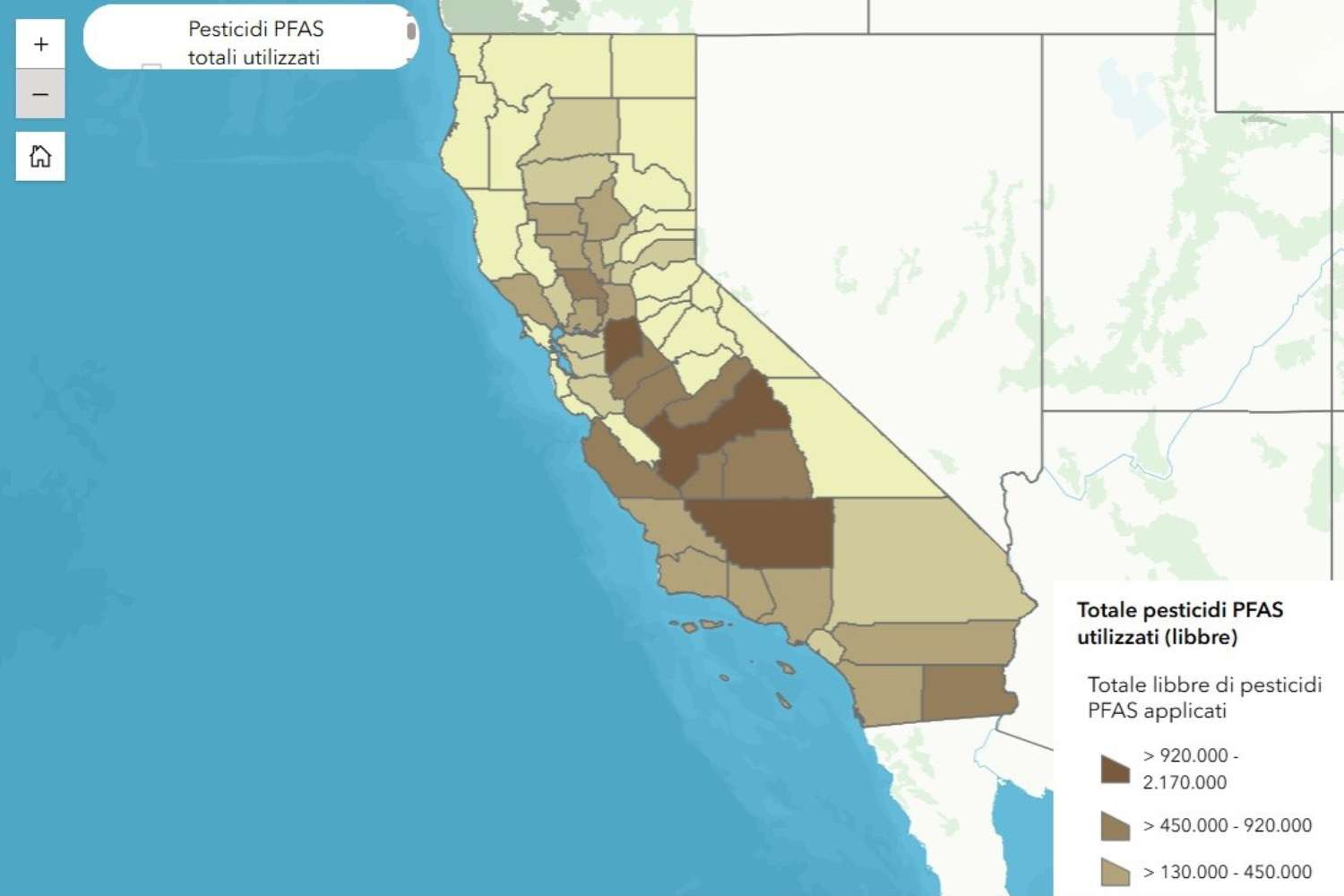 Carte des pesticides en Californie