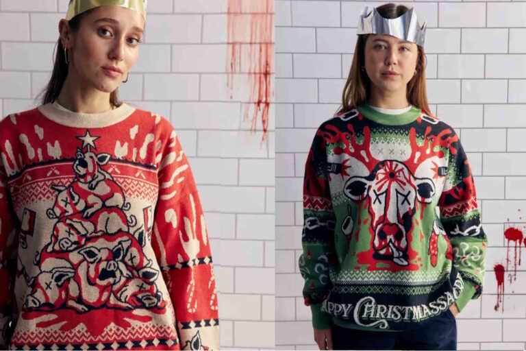PETA dévoile des pulls de Noël sanglants pour dénoncer la souffrance animale (et ils sont déchirants)