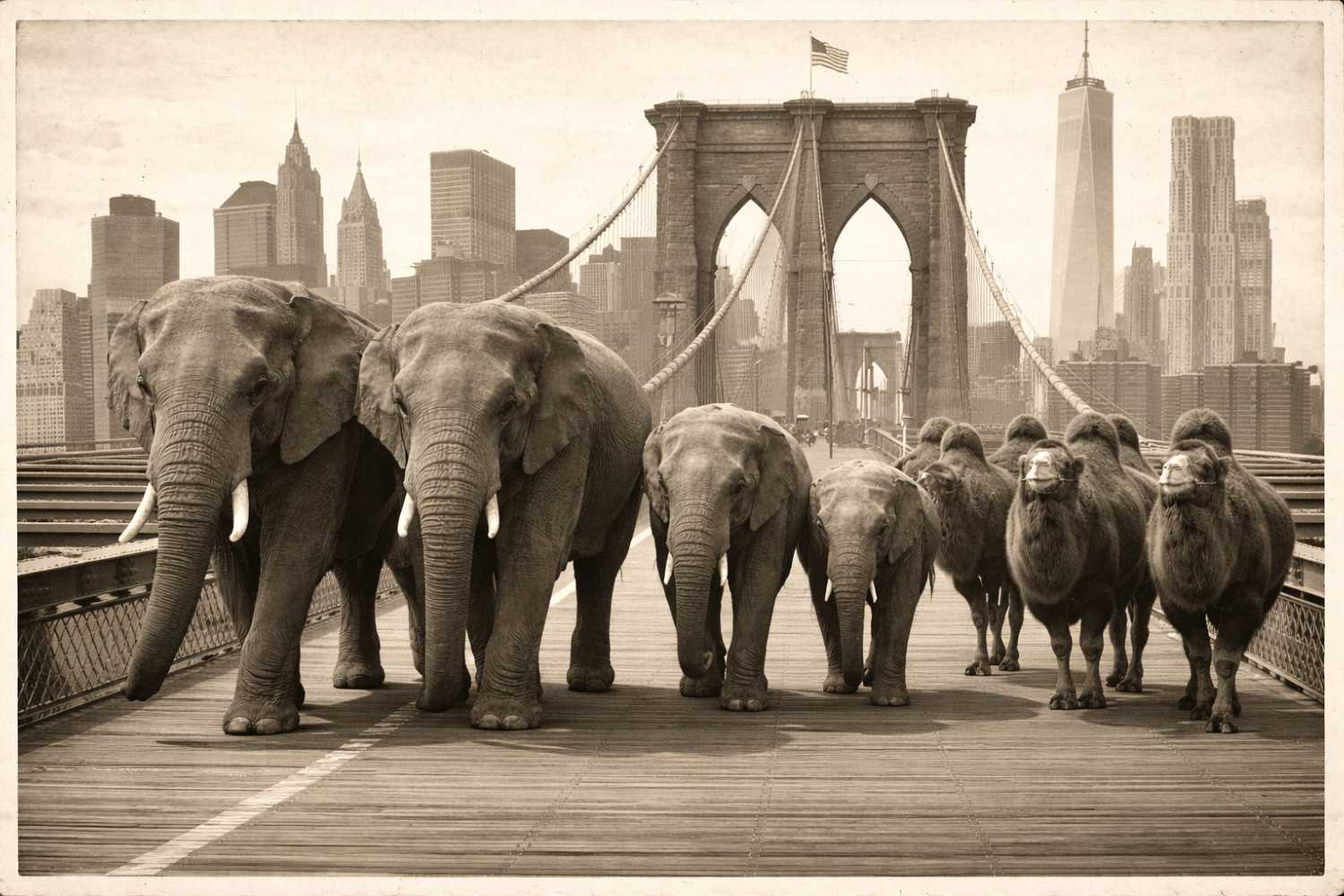 Quand 21 éléphants, 10 dromadaires et 7 chameaux traversaient le pont de Brooklyn : l'histoire vraie de l'épreuve extrême