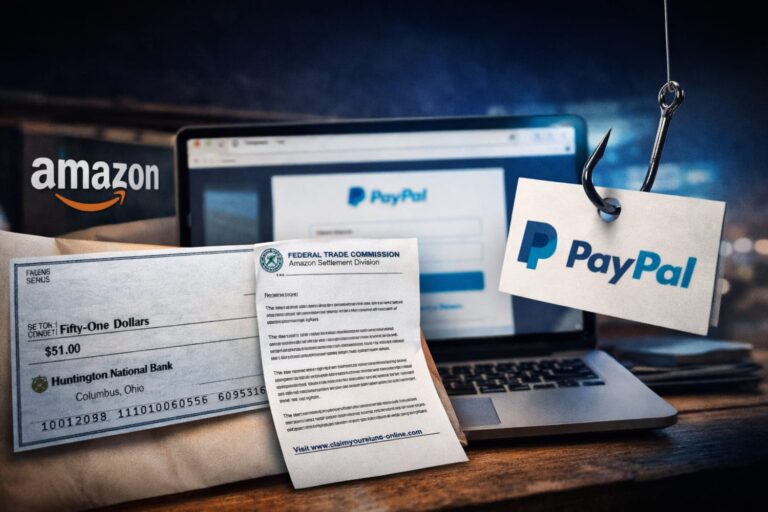 Comment fonctionne l'arnaque au remboursement Amazon qui arrive par la poste et utilise de vrais noms, une vraie banque mais un site à éviter