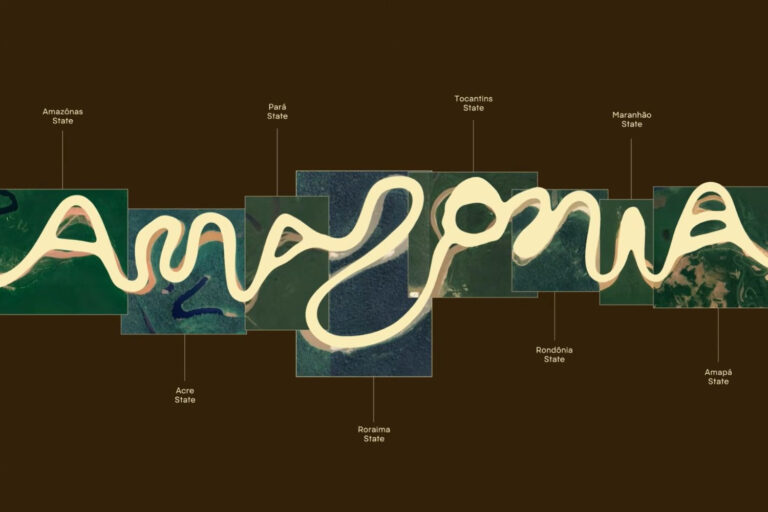 Le nouveau logo de l’Amazonie brésilienne est génial ! Les lettres suivent les courbes du fleuve Amazone : ainsi la nature devient une marque