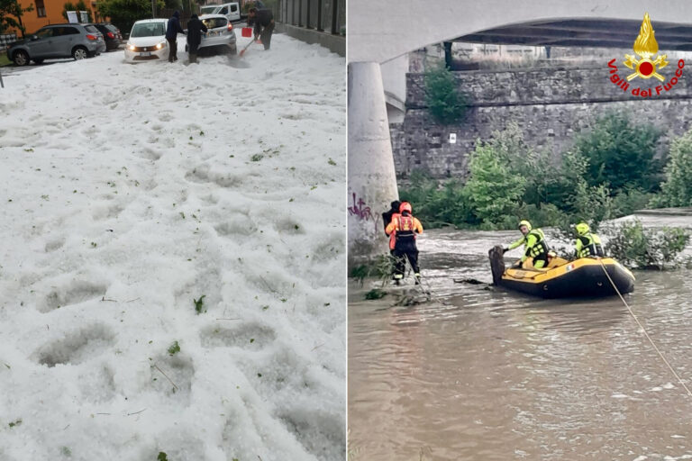 Grêle, routes submergées, rivières gonflées et neige dans les Alpes : les images impressionnantes du nord de l'Italie (où l'hiver semble être revenu)