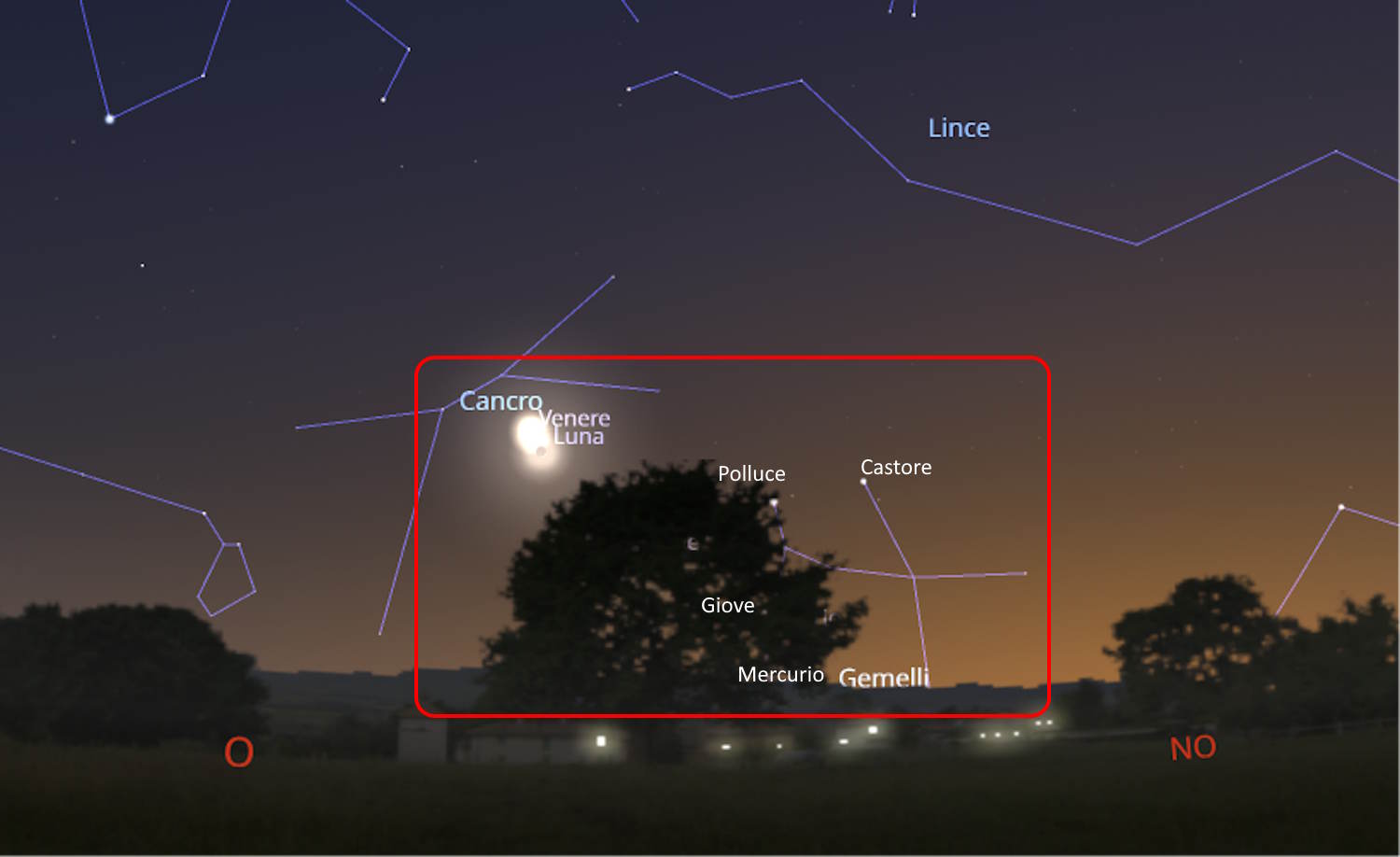 trio céleste avec étoiles filantes
