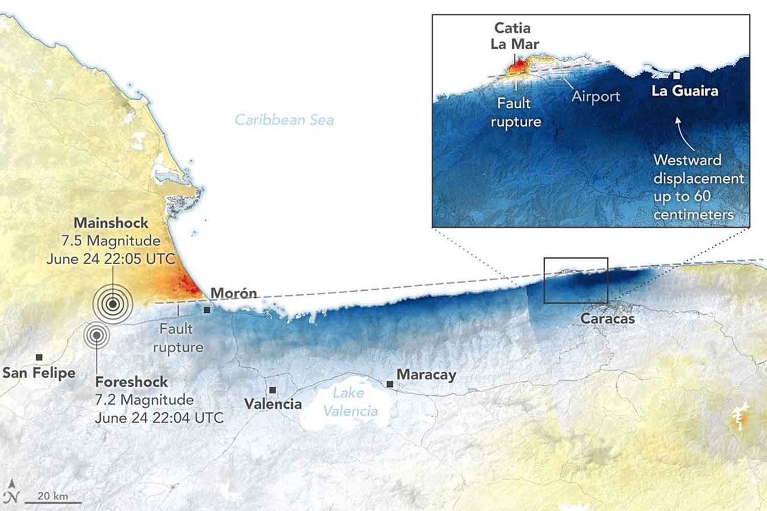 terremoto in Venezuela terra spostata di 60 cm