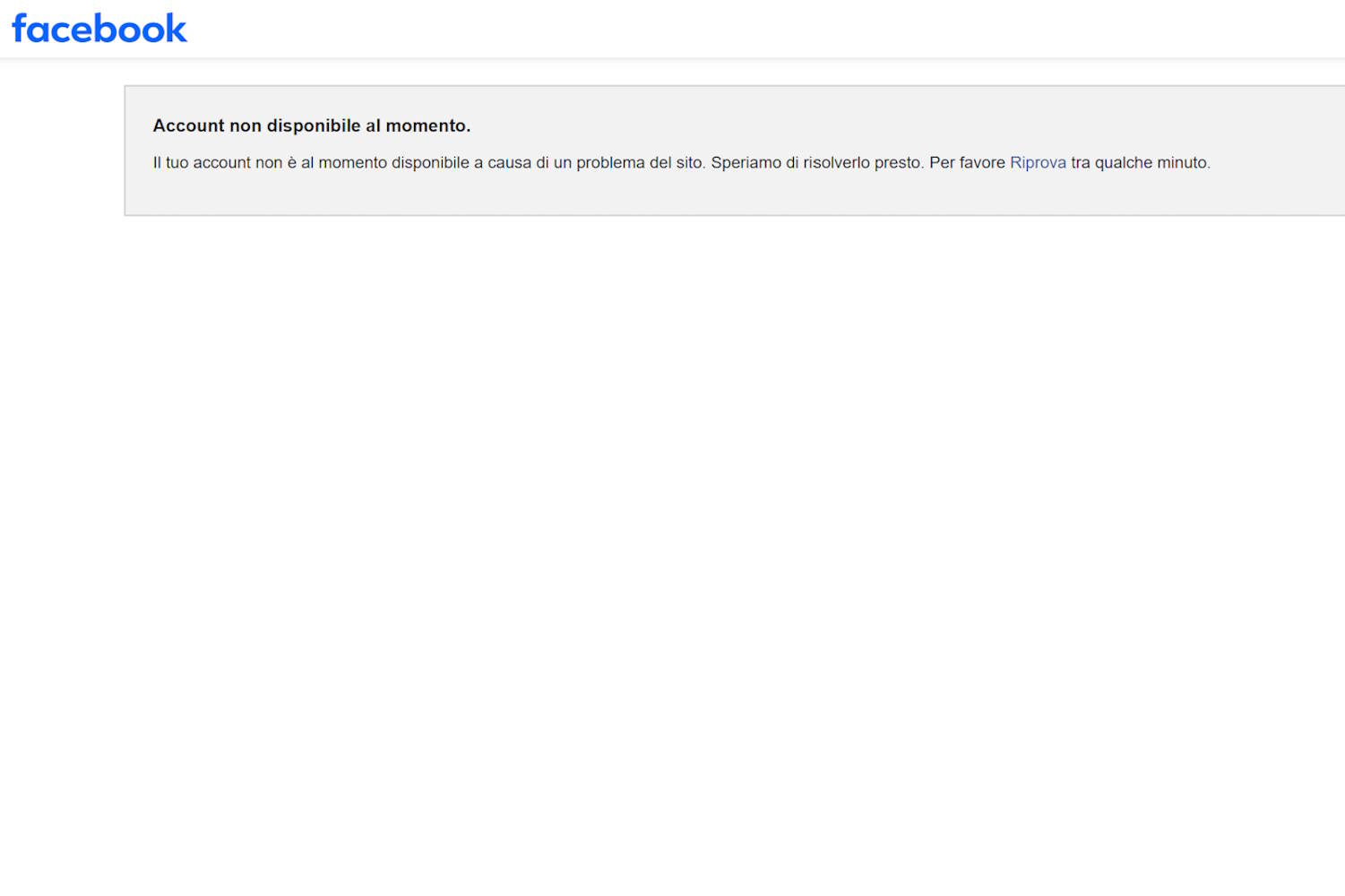 Facebook down 19 luglio 2026