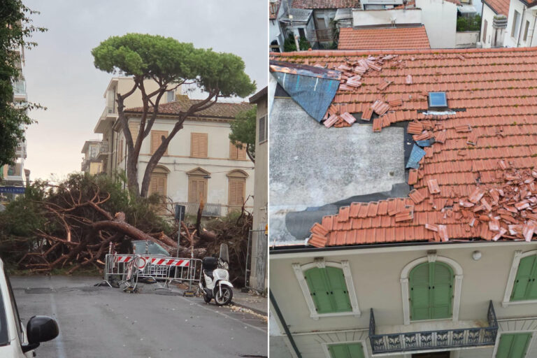 Impressionnante cellule orageuse sur la Toscane : tornades, arbres abattus et grêle géante entre Viareggio et Versilia