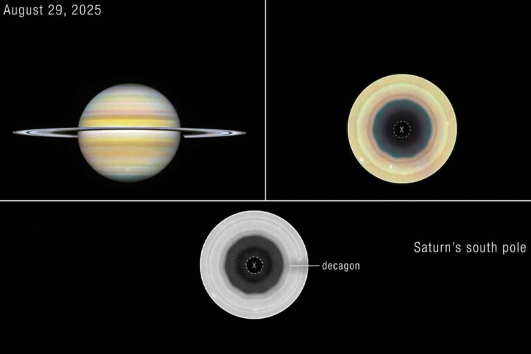 Les astronomes ont découvert une structure massive en forme de vague à 10 côtés qui s'agite au-dessus du pôle sud de Saturne.