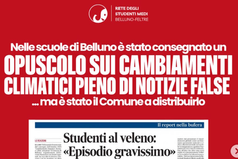 Tempête à Belluno contre le texte de « déni » sur le changement climatique distribué dans les écoles
