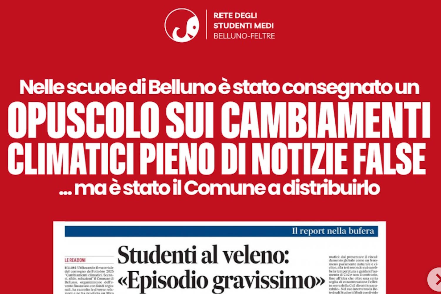 Tempête à Belluno contre le texte de « déni » sur le changement climatique distribué dans les écoles
