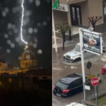 Bombe à eau dans la zone napolitaine, rues inondées et voitures flottantes : à Ischia, la foudre endommage la coupole de l'église du XVIIe siècle