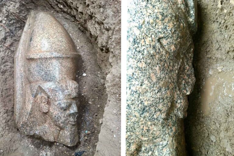 En travaillant son champ, un agriculteur trouve une pierre rose : c'était un morceau d'une statue colossale de Ramsès II